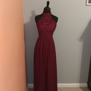 Floor length David's bridal dress in wine